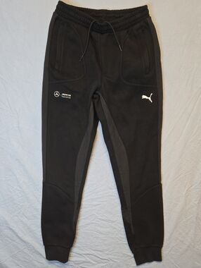 Puma AMG Formula One Team Petronas Black Sweatpant Joggers with White Logo